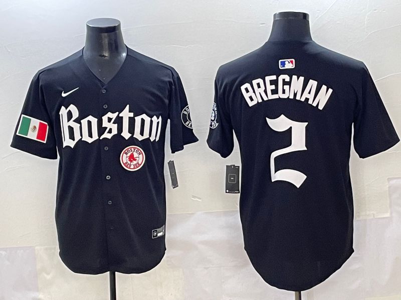 Men 2025 Boston Red Sox 2 Bregman Black Five generations Joint Name Nike MLB Jersey style 21